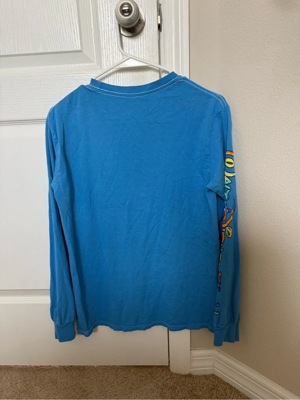 Disney Blue Long-Sleeve Tee with Tie-Dye Mickey Graphic